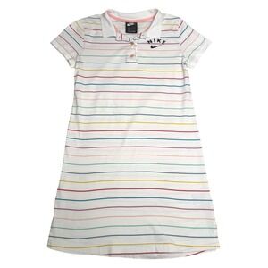 Nike Rainbow Stripe Polo Dress White Multi Girls Large